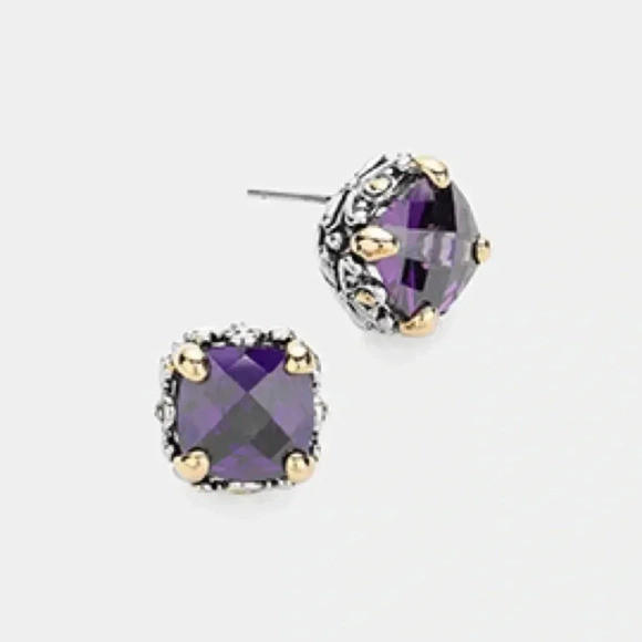 Amethyst Facet Cut Earrings - Picture 1 of 4